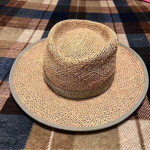 Columbia Tan Woven Hat with Gray Accent